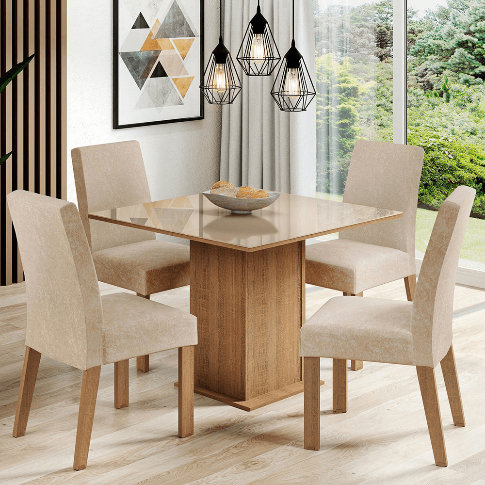 Juego De Comedor Madesa Evelin Tapa De Vidrio Con 4 Sillas