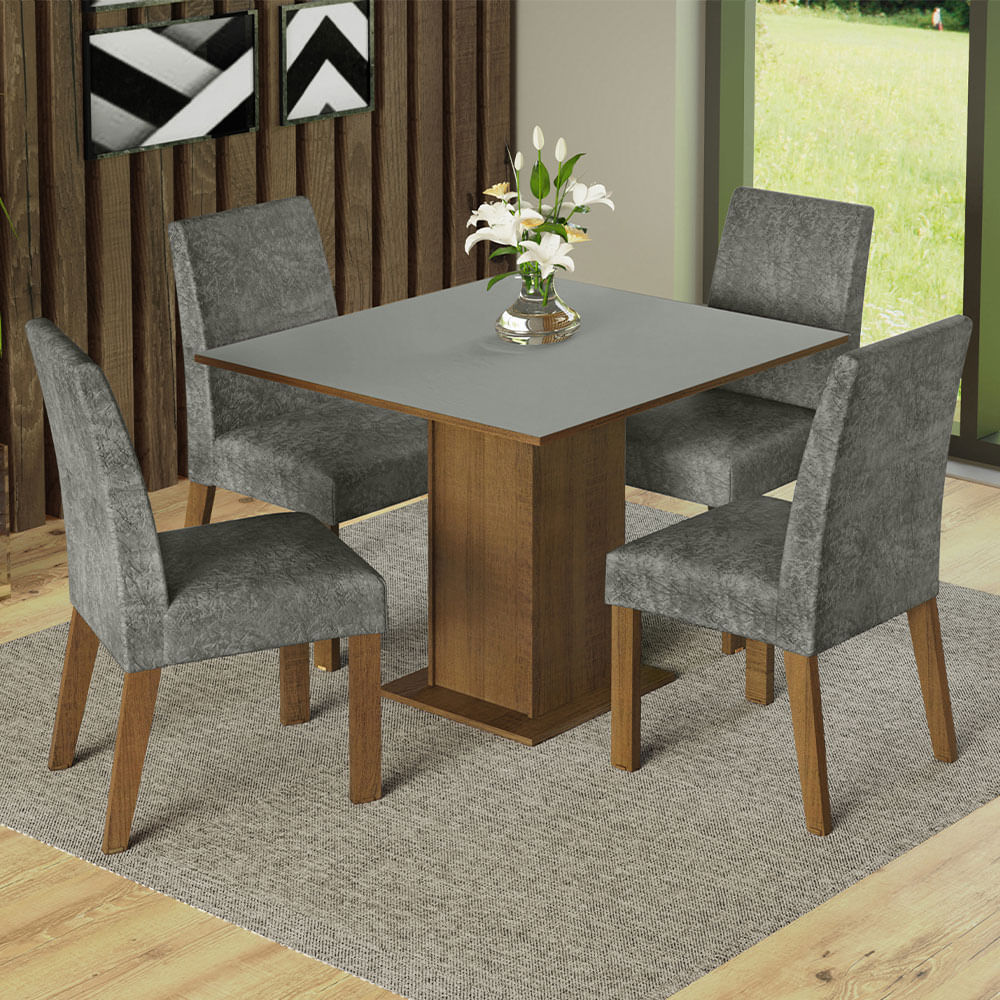 Juego De Comedor Madesa Karina Tapa Madera Sillas Tapizadas