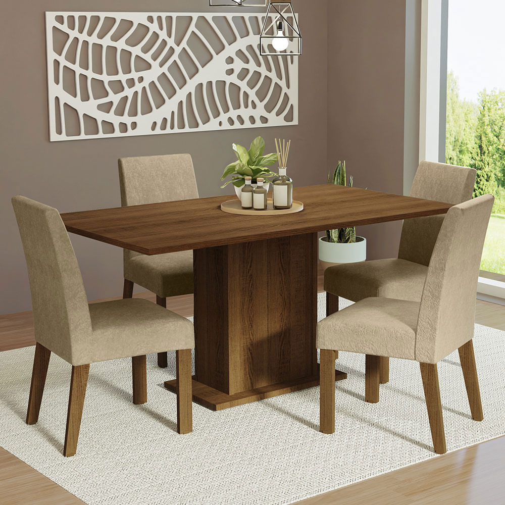 Juego De Comedor Madesa Keila Mesa tapa de madera 4 Sillas Tapizadas MDJA0401545ZSIM