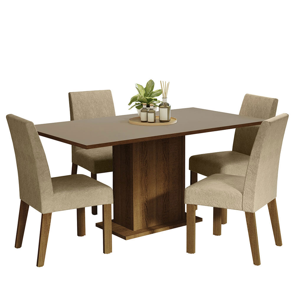 Juego De Comedor Madesa Keila Mesa tapa de madera 4 Sillas Tapizadas MDJA0401547GSIM