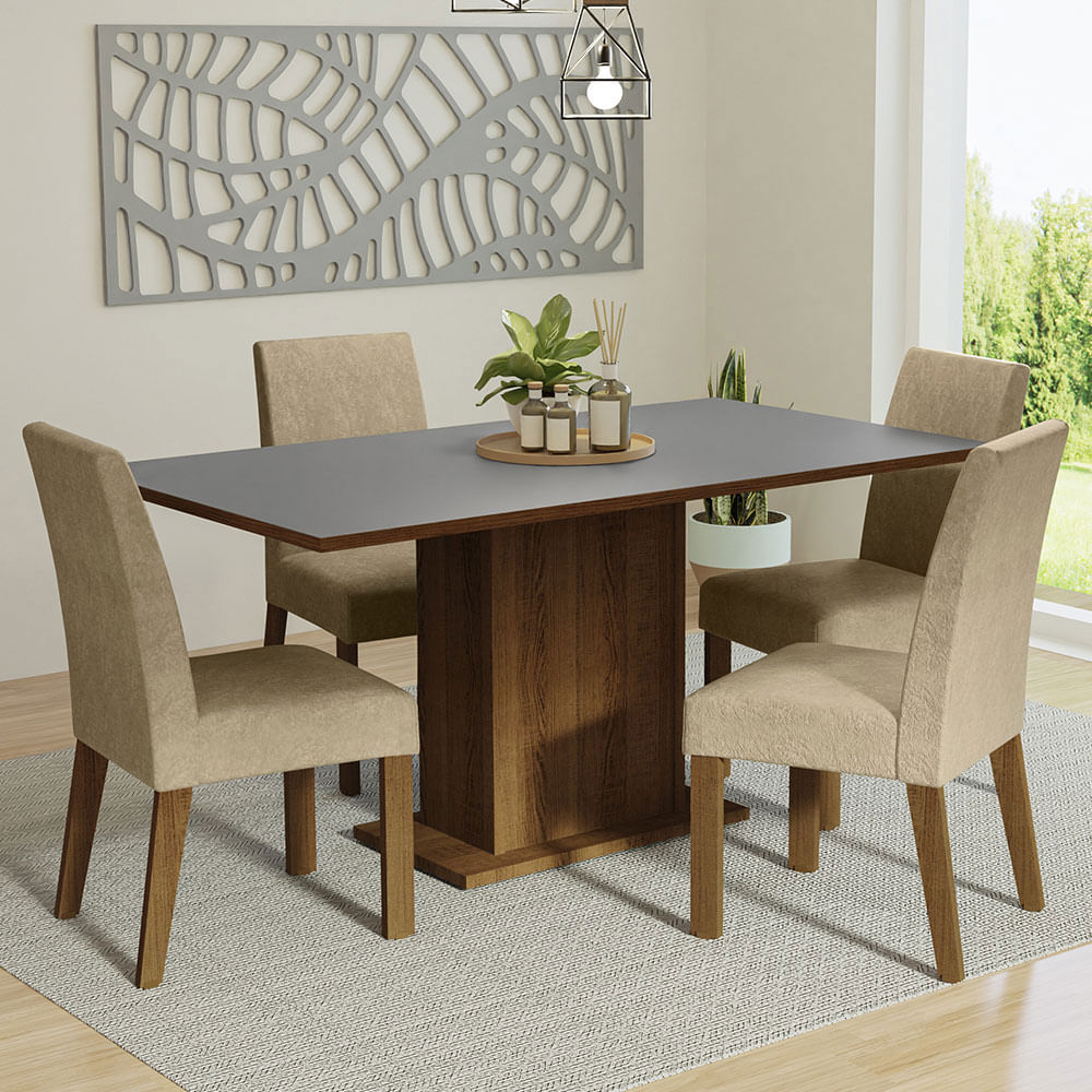 Juego De Comedor Madesa Keila Mesa tapa de madera 4 Sillas Tapizadas