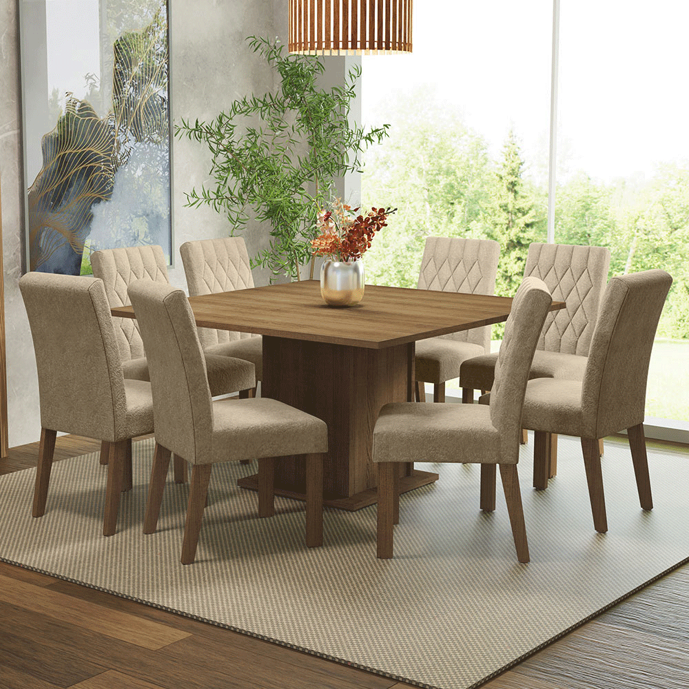Juego De Comedor Madesa Leila Con Tapa De Madera 8 Sillas