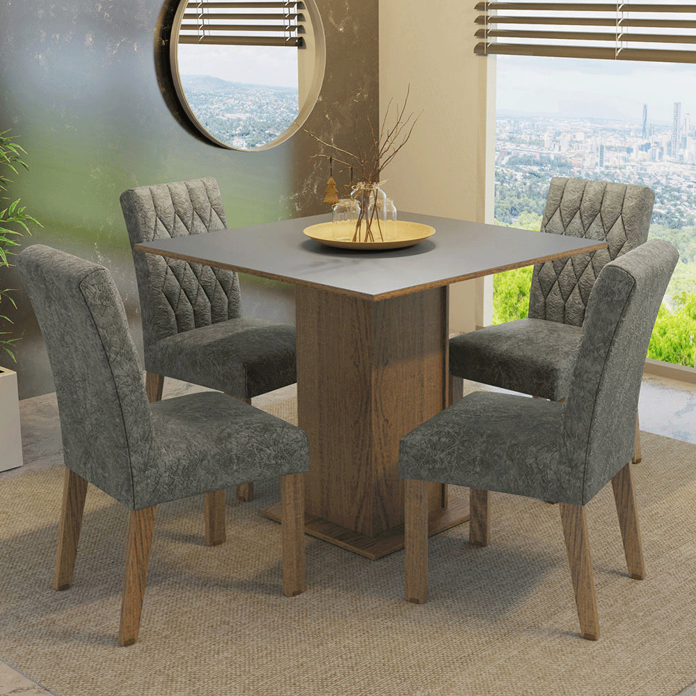 Juego De Comedor Madesa Livia Tapa Madera 4 Sillas Tapizadas MDJA040137F9SIL