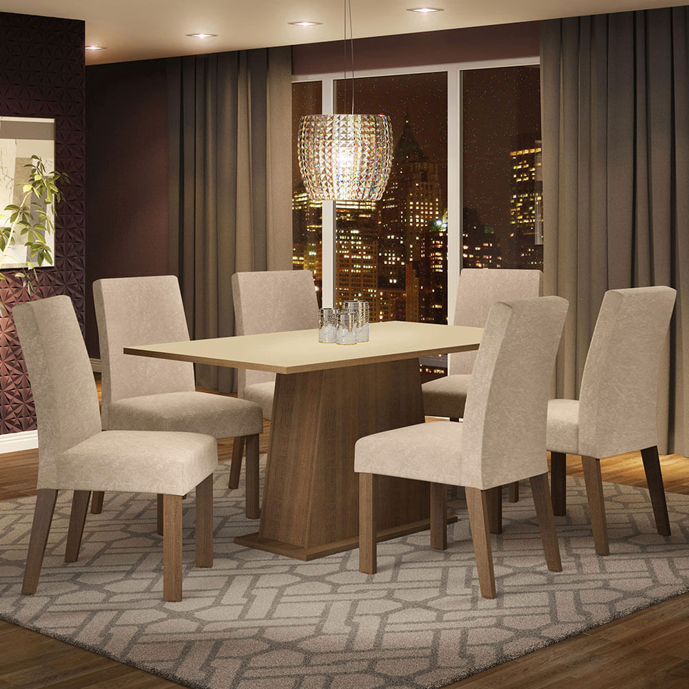 Juego De Comedor Madesa Luciana Con 6 Sillas Marrón/crema/imperial
