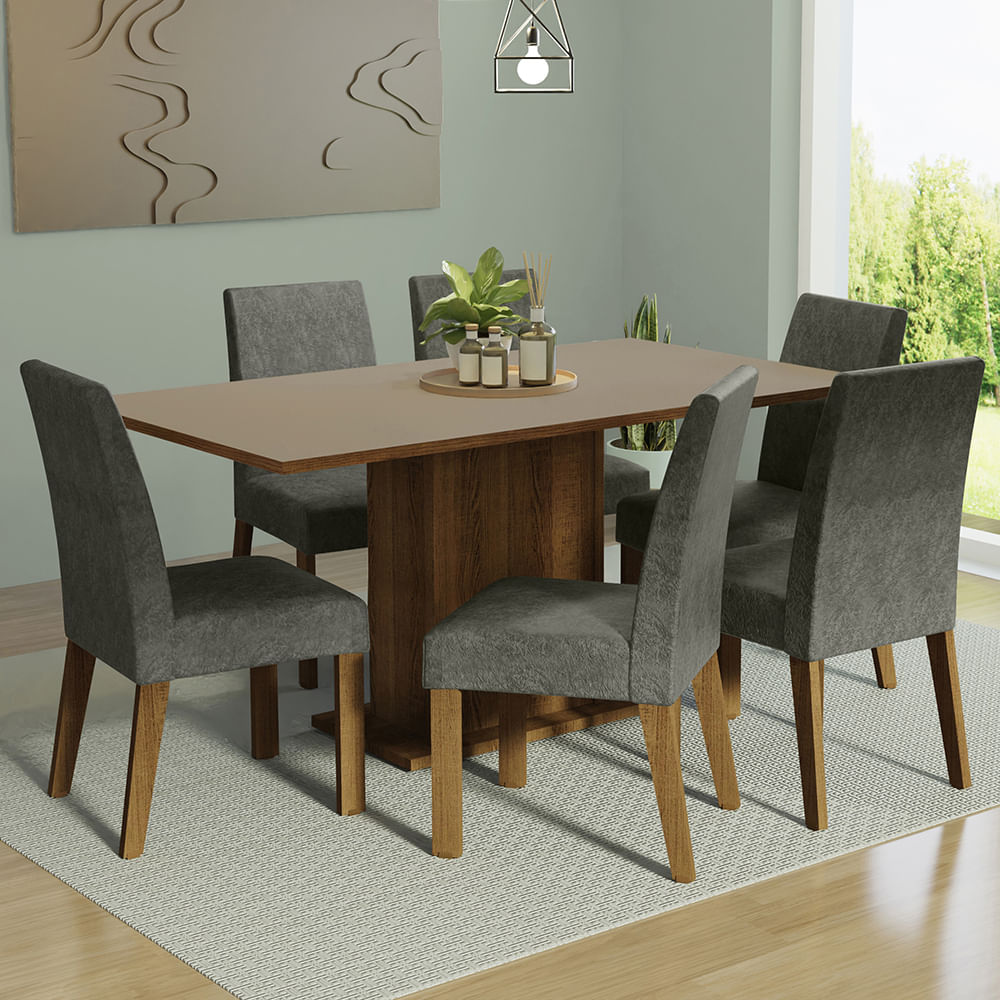 Juego De Comedor Madesa Renata Mesa Con Tapa De Madera 6 Sillas MDJA0601407GSIL