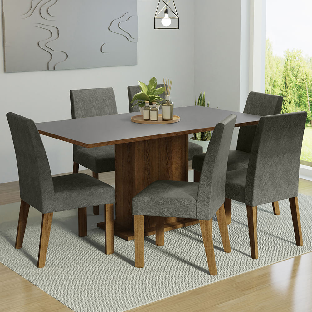 Juego De Comedor Madesa Renata Mesa Con Tapa De Madera 6 Sillas MDJA060140F9SIL