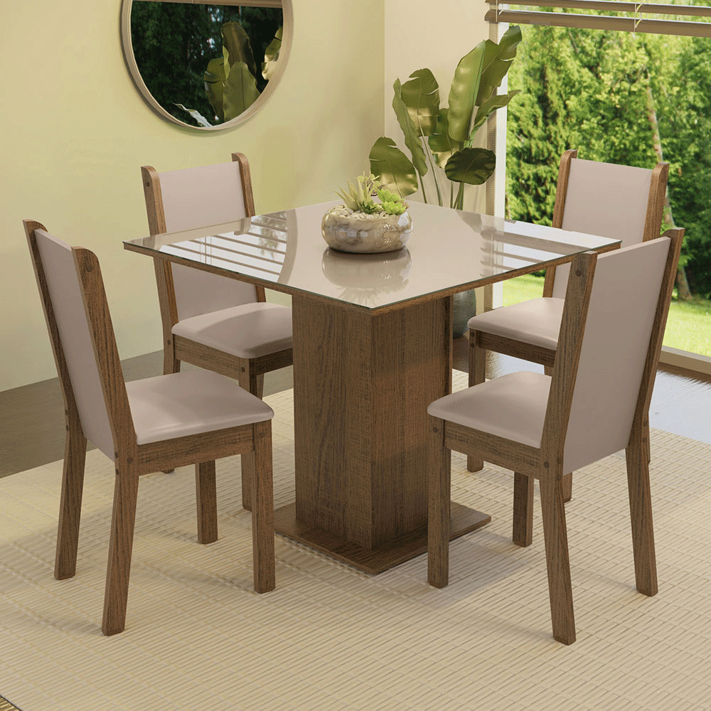 Juego De Comedor Madesa Tifani Con Tapa De Vidrio 4 Sillas