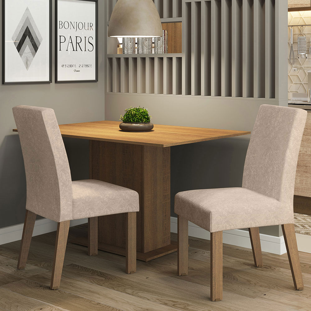 Juego De Comedor Manu Con 2 Sillas Marron/imperial