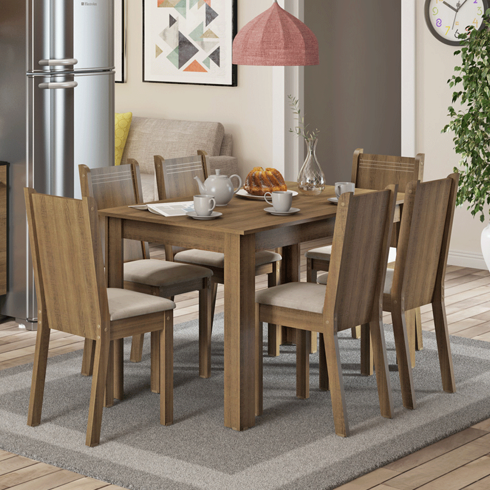 Juego De Comedor Maris Mesa Con Tapa Y 6 Sillas