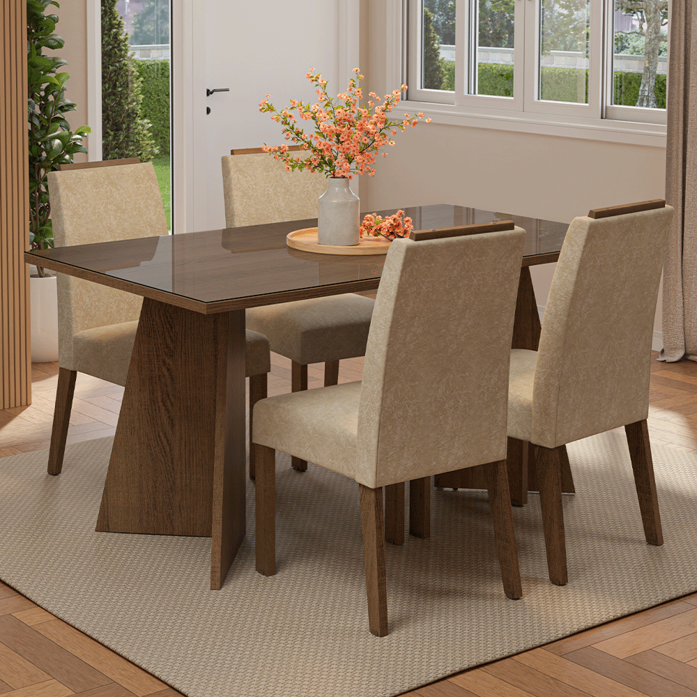 Juego de comedor Mesa con 4 sillas Braga Madesa