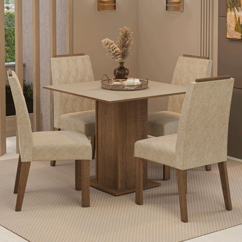 Juego de comedor Mesa con 4 sillas Cannes Madesa MDJA0402057GSM