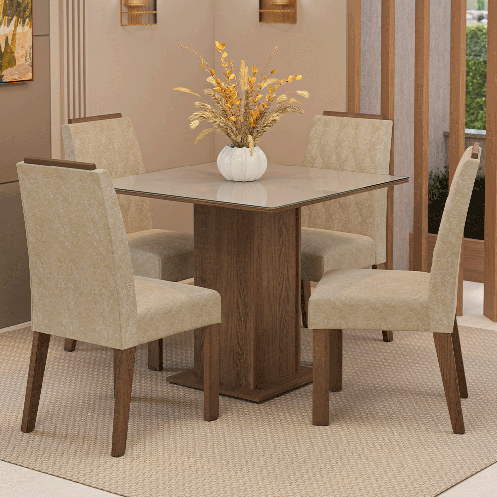 Juego de comedor Mesa con 4 sillas Capri Madesa MDJA0402067GSM