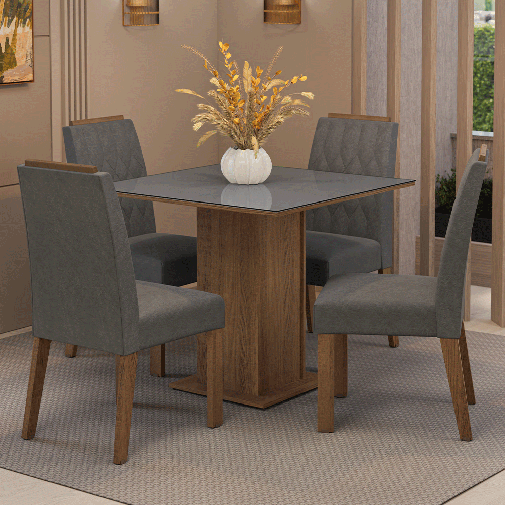 Juego de comedor Mesa con 4 sillas Capri Madesa MDJA040206F9SL