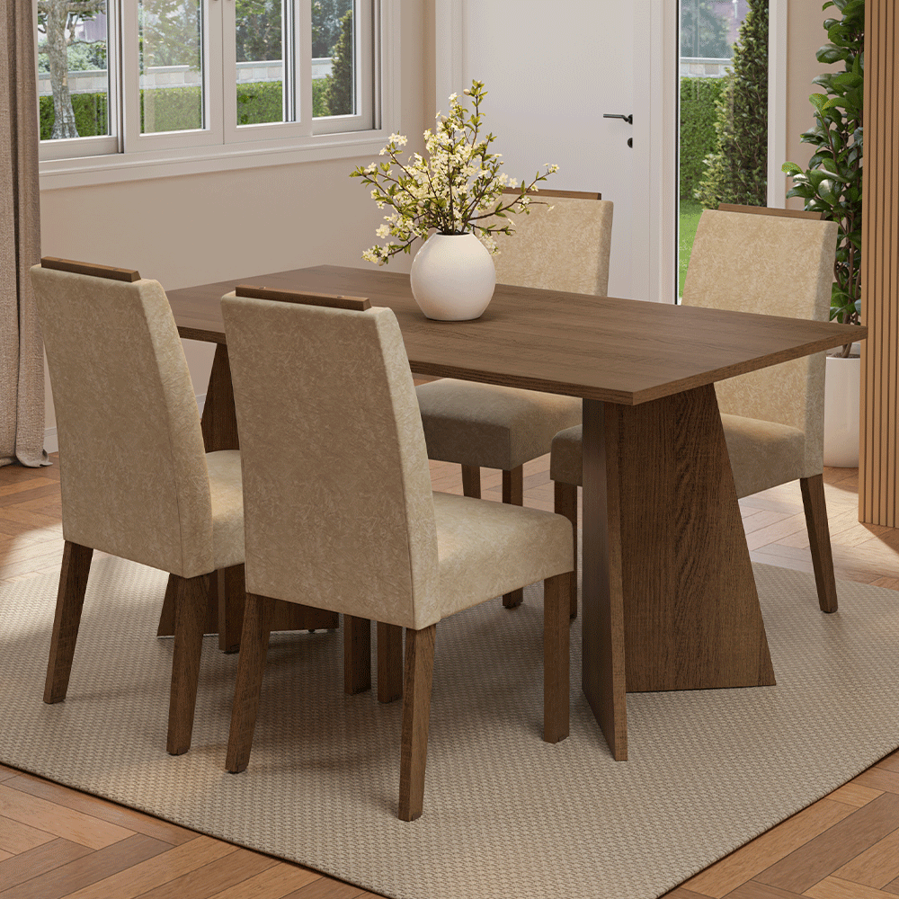 Juego de comedor Mesa con 4 sillas Évora Madesa MDJA0402075ZSM