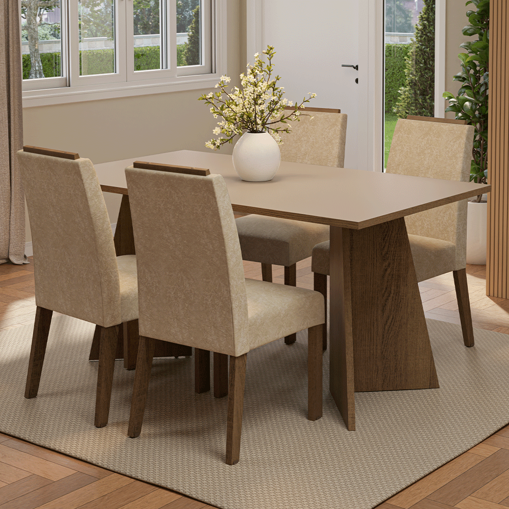 Juego de comedor Mesa con 4 sillas Évora Madesa MDJA0402077GSM