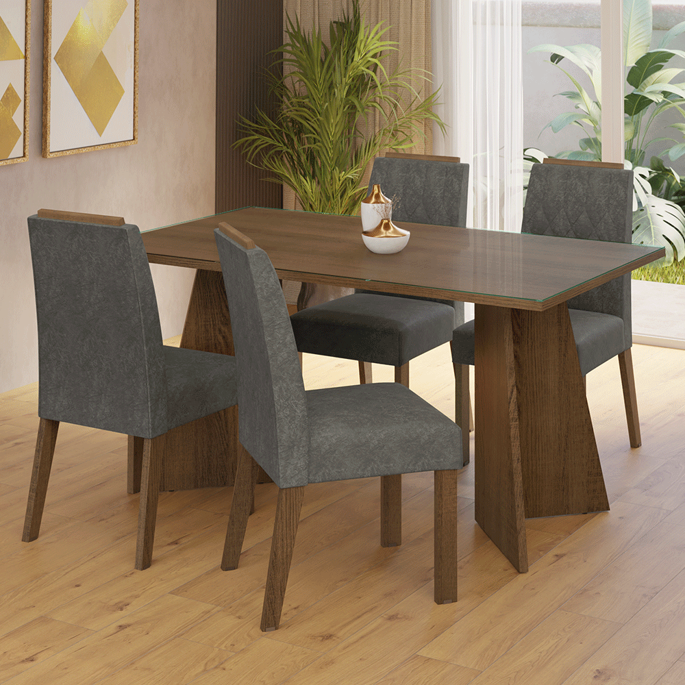 Juego de comedor Mesa con 4 sillas Porto Madesa MDJA0402105ZSL