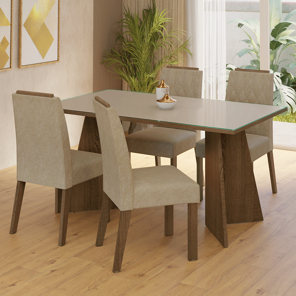 Juego de comedor Mesa con 4 sillas Porto Madesa MDJA0402107GSM