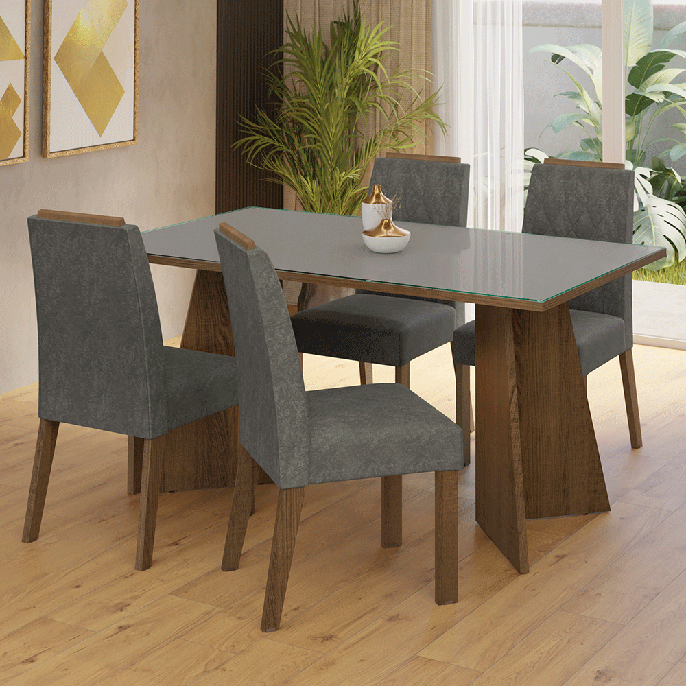 Juego de comedor Mesa con 4 sillas Porto Madesa MDJA040210F9SL