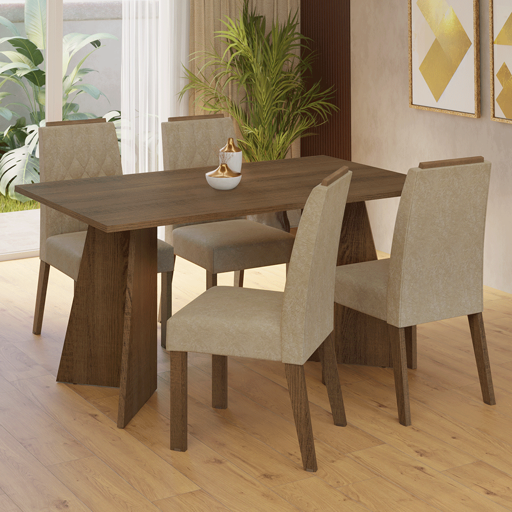 Juego de comedor Mesa con 4 sillas Tulum Madesa MDJA0402095ZSM