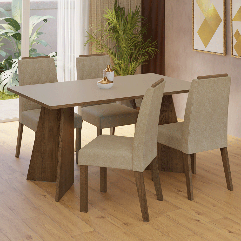 Juego de comedor Mesa con 4 sillas Tulum Madesa MDJA0402097GSM