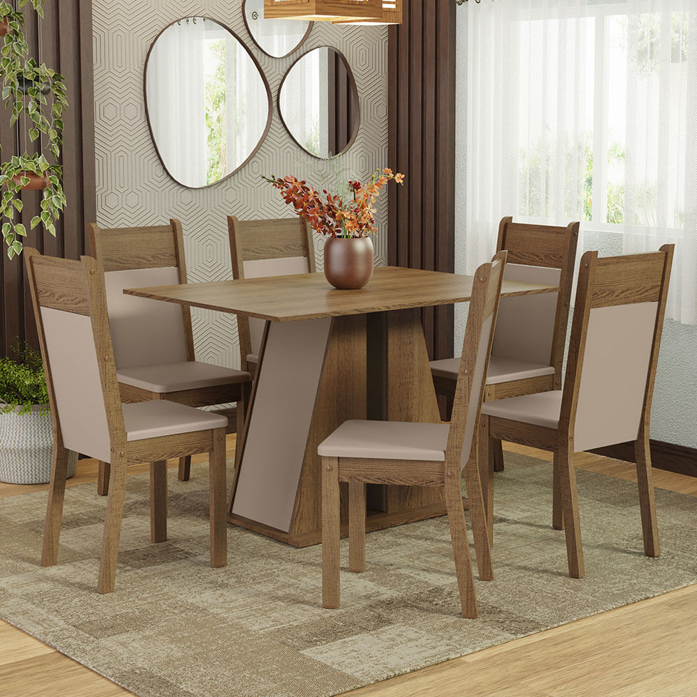 Juego De Comedor Mesa Con 6 Sillas Madesa Beverly