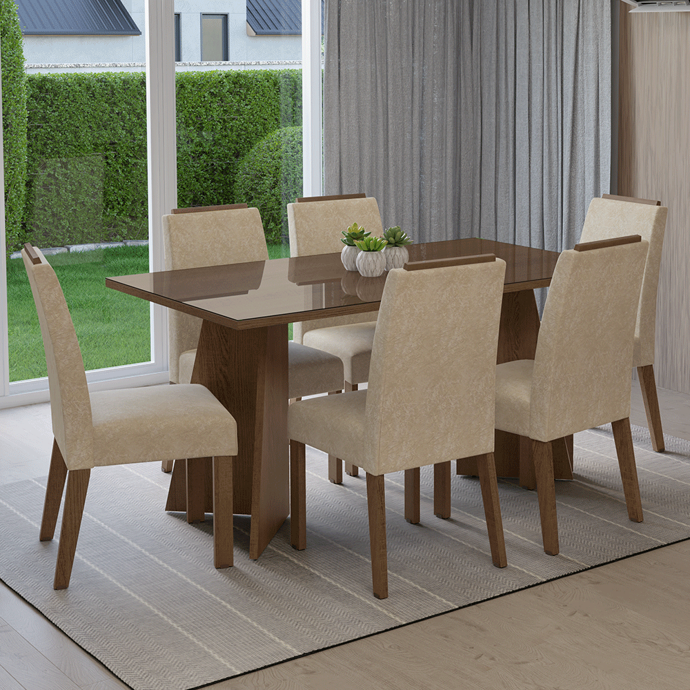 Juego de comedor Mesa con 6 sillas Madrid Madesa MDJA0601825ZSM