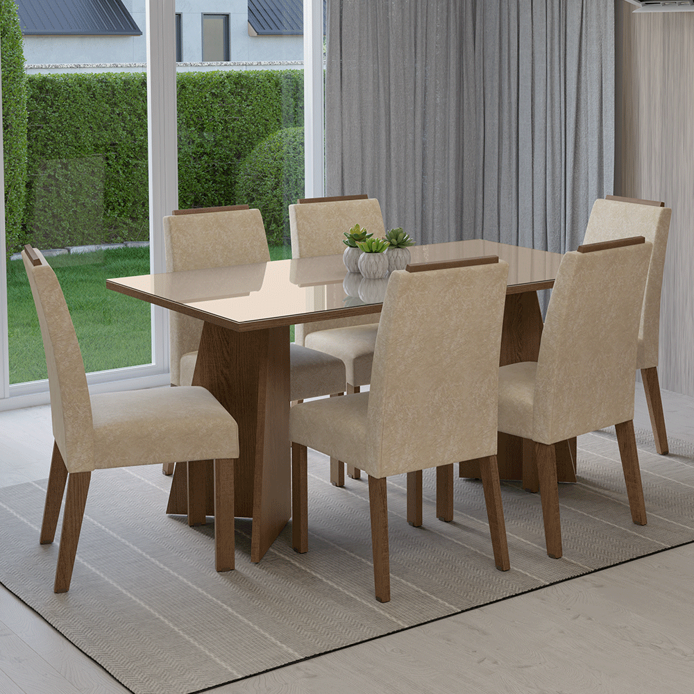 Juego de comedor Mesa con 6 sillas Madrid Madesa MDJA0601827GSM