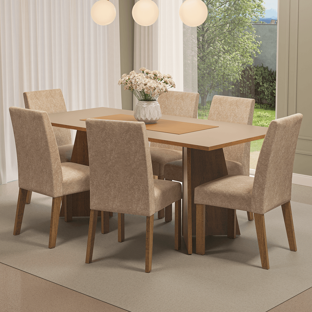 Juego De Comedor Mesa Con 6 Sillas Simone Madesa