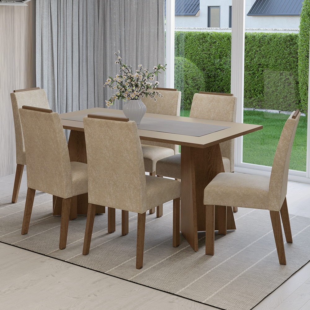 Juego de comedor Mesa con 6 sillas Soho Madesa MDJA0601817GSM
