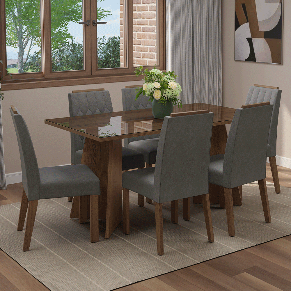 Juego de comedor Mesa con 6 sillasSintra Madesa