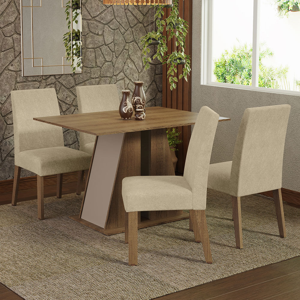 Juego De Comedor Mesa Tapa De Madera 4 Sillas Agnes