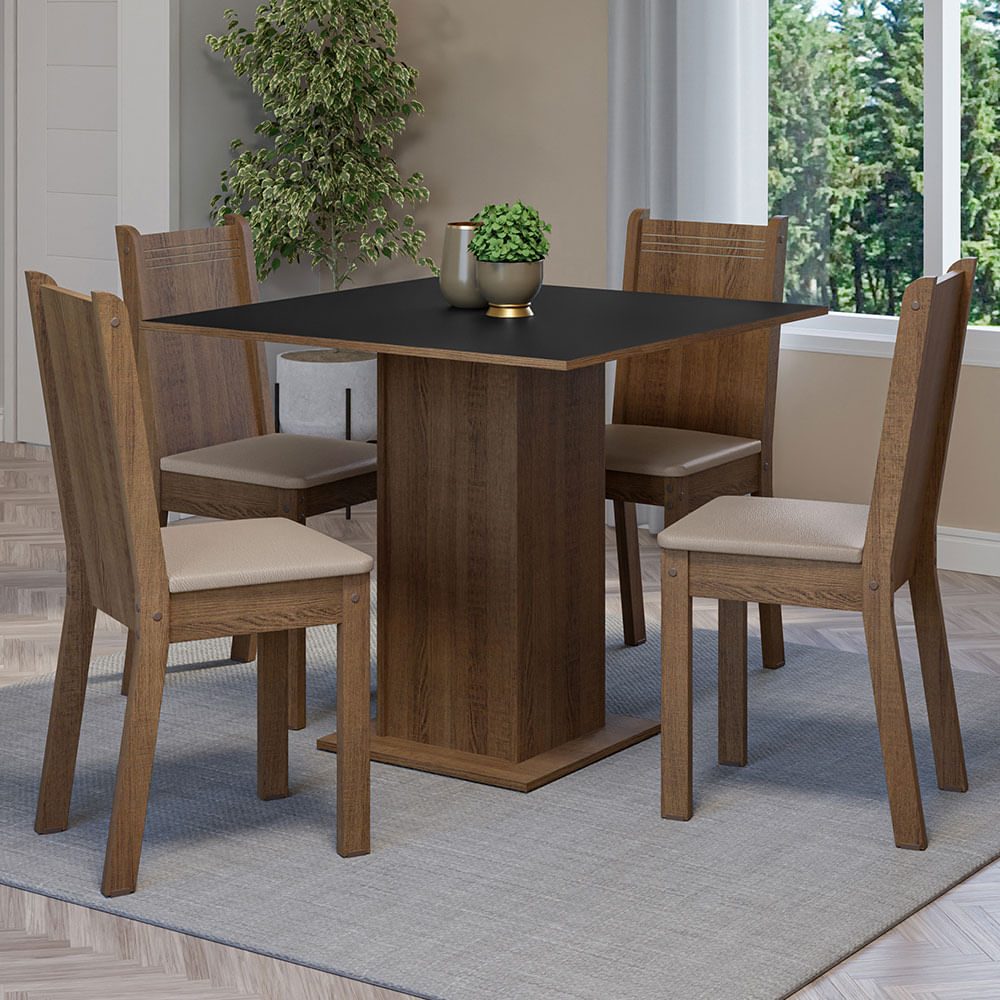 Juego De Comedor Mesa Tapa De Madera 4 Sillas Samara MDJA0401577KBE