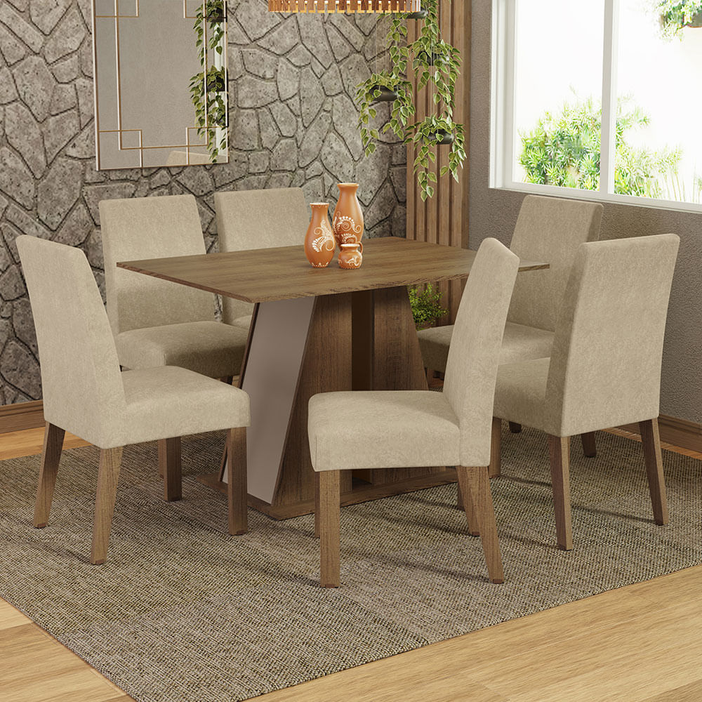 Juego De Comedor Mesa Tapa De Madera 6 Sillas Cheryl