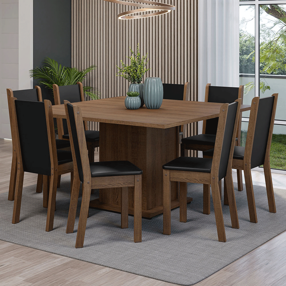 Juego De Comedor Mesa Tapa Madera 8 Sillas Marisa Madesa