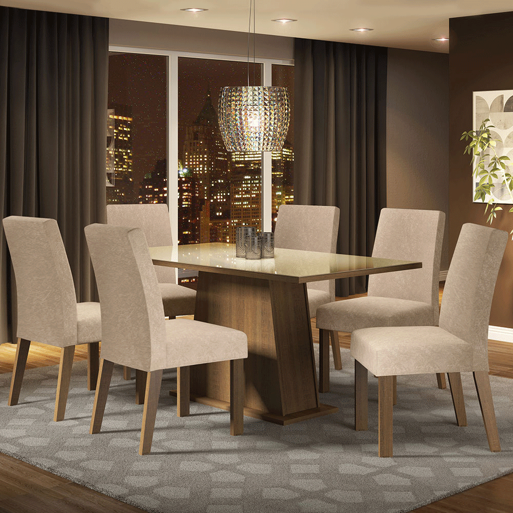 Juego De Comedor Patricia Con 6 Sillas Marrón/crema/imperial