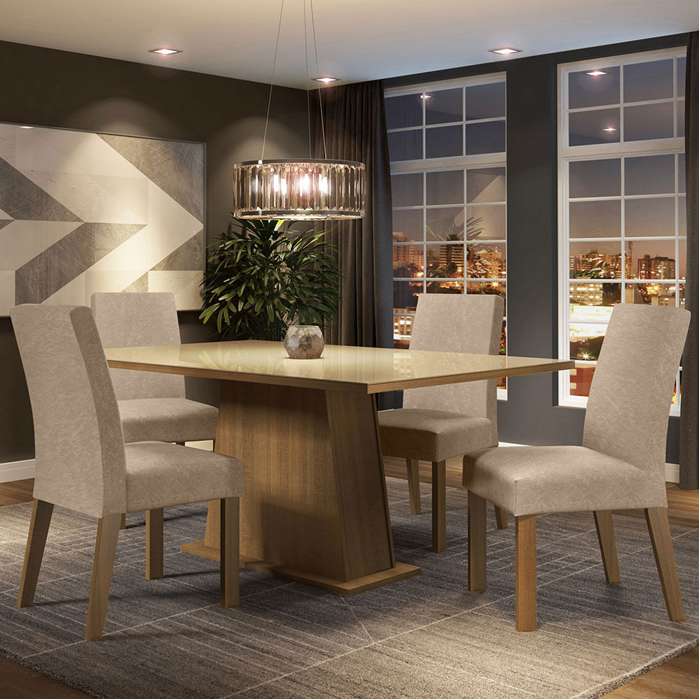Juego De Comedor Sabrina Con 4 Sillas Marron/crema/imperial