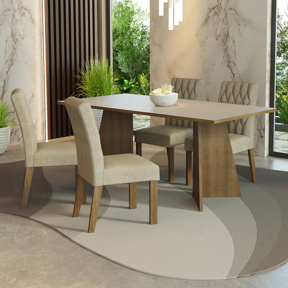 Juego De Comedor Tapa De Madera 4 Sillas Ruby