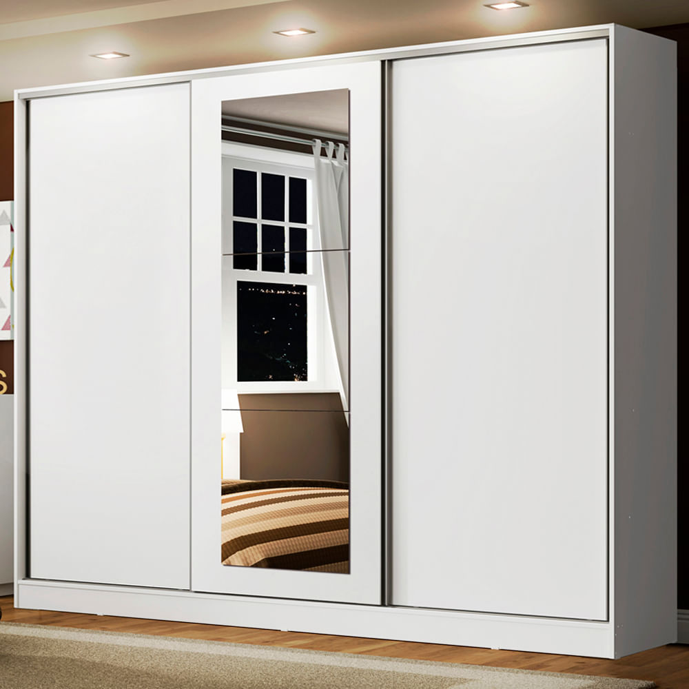 Placard 100% Mdf Madesa Eros 3 Puertas Corredizas 1 Espejo 1163091E