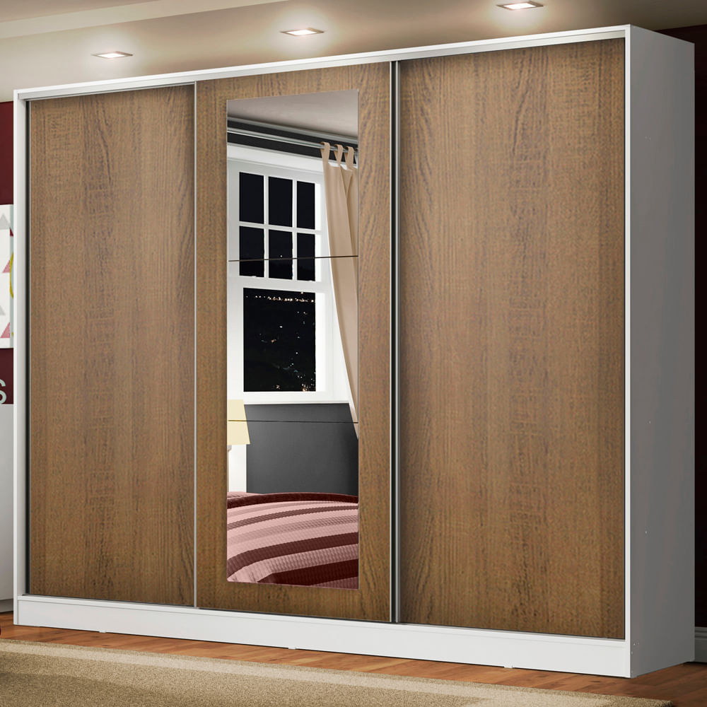 Placard 100% Mdf Madesa Eros 3 Puertas Corredizas 1 Espejo 11639B1E