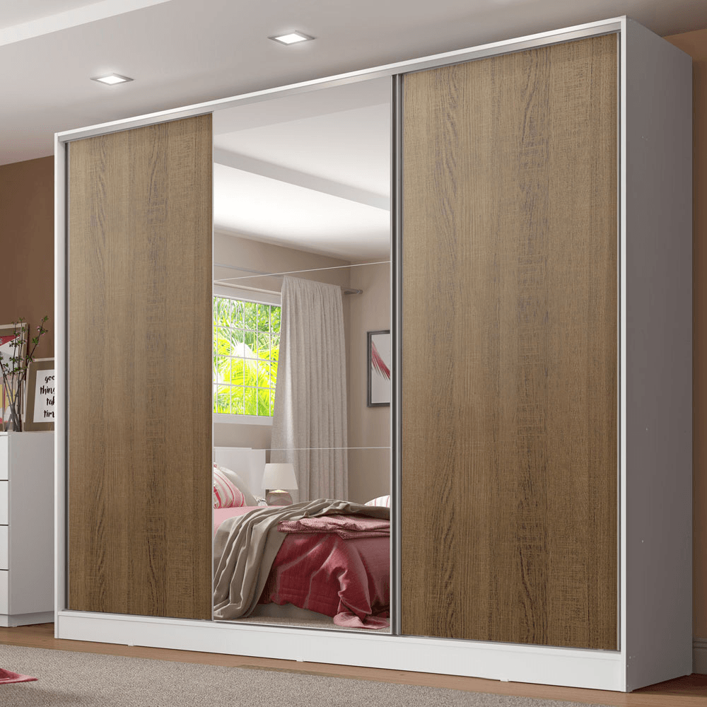 Placard 100% Mdf Madesa Royale 3 Puertas Corredizas 1 Espejo 10639B1E
