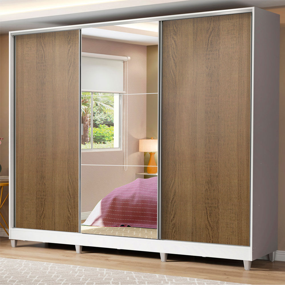 Placard 100% Mdf Madesa Royale Puertas Corredizas 1 Espejo 10639B1ECP
