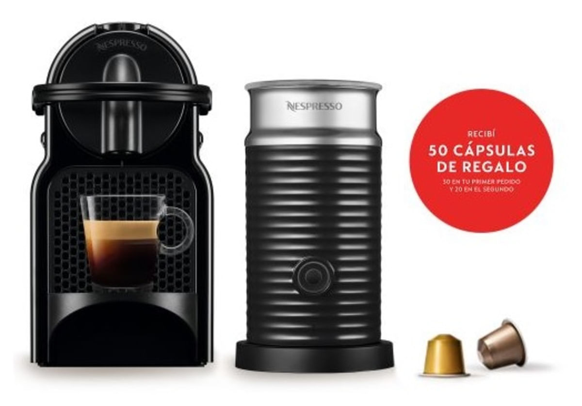 Cafetera Nespresso Inissia Black + Aeroccino3
