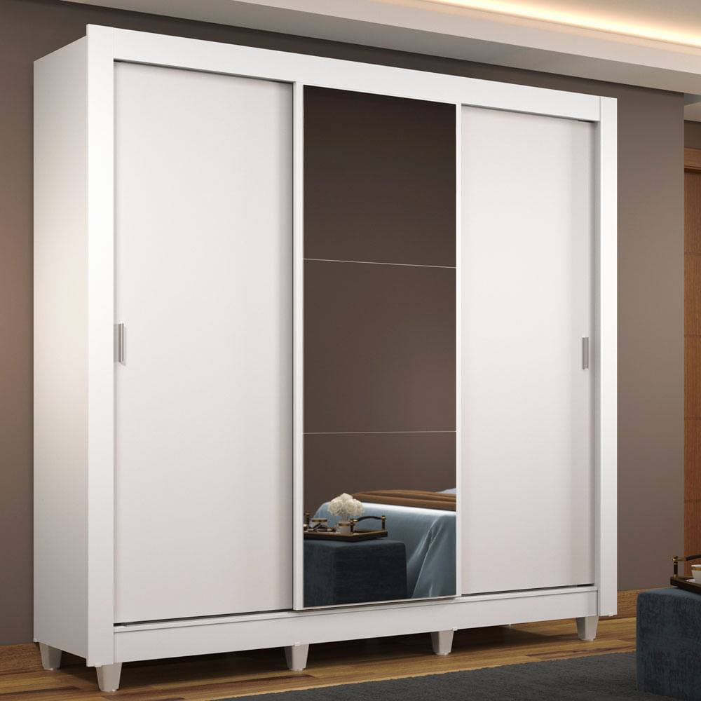Placard Madesa Mônaco 3 Puertas Corredizas 1 Espejo C Patas 1093091ECP