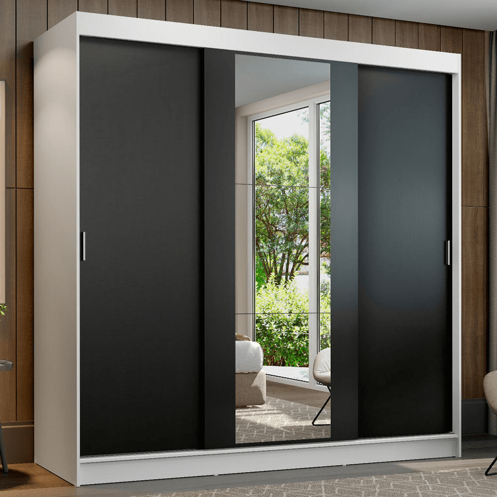 Placard Madesa Reno 3 Puertas Corredizas 1 Espejo 4 Cajones 1095731E