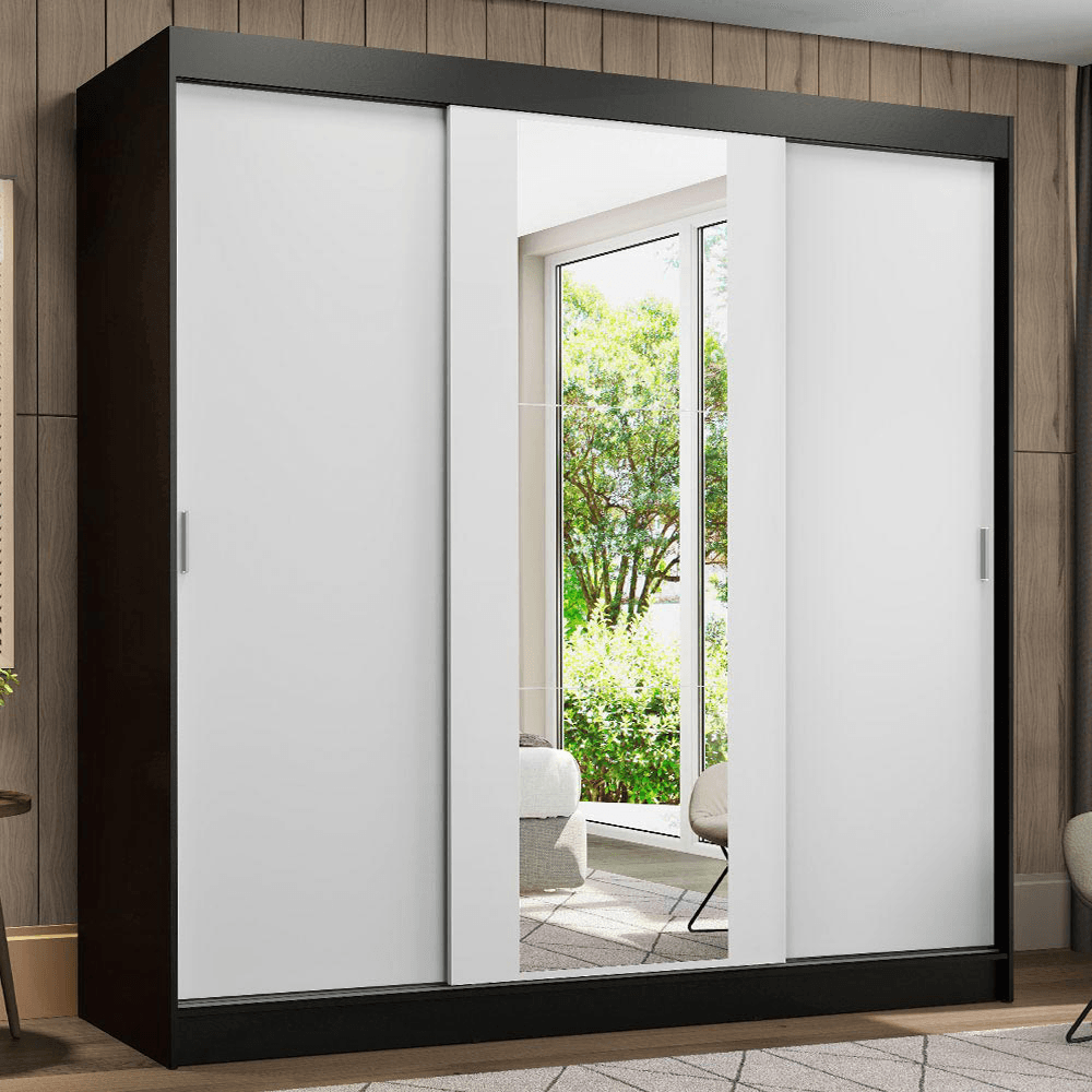 Placard Madesa Reno 3 Puertas Corredizas 1 Espejo 4 Cajones 1095771E