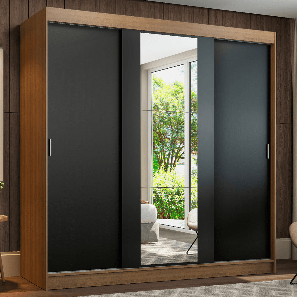 Placard Madesa Reno 3 Puertas Corredizas 1 Espejo 4 Cajones 10957K1E