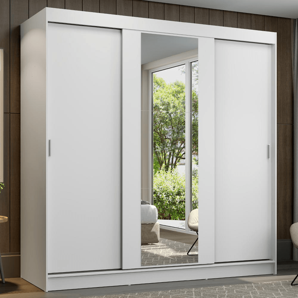 Placard Madesa Reno 3 Puertas Corredizas 1 Espejo 4 Cajones 205x180 1095091E