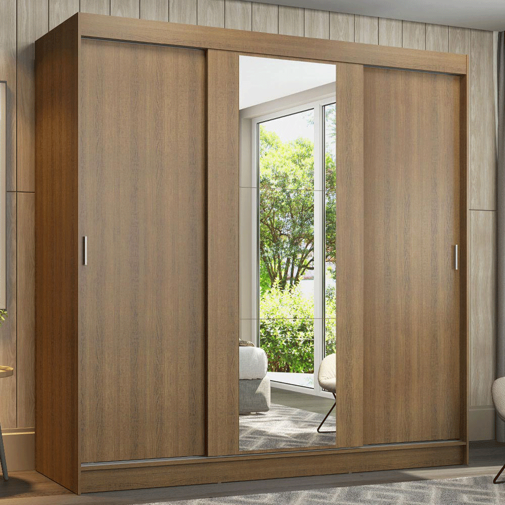 Placard Madesa Reno 3 Puertas Corredizas 1 Espejo 4 Cajones 205x180 10955Z1E