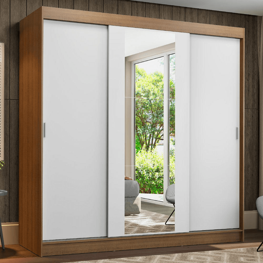 Placard Madesa Reno 3 Puertas Corredizas 1 Espejo 4 Cajones 205x180 10956E1E