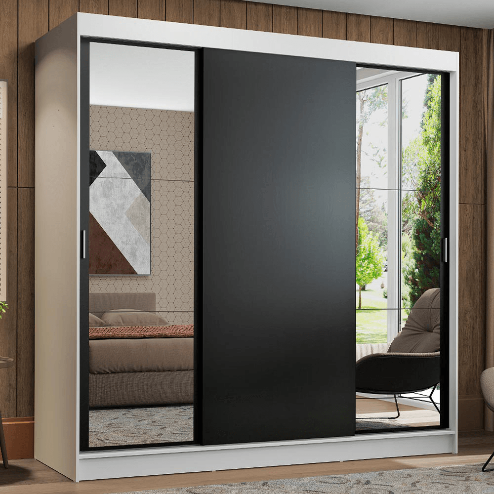 Placard Madesa Reno 3 Puertas Corredizas 2 Espejos 4 Cajones 1095732E